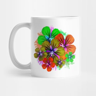 neon flowers rainbow Mug